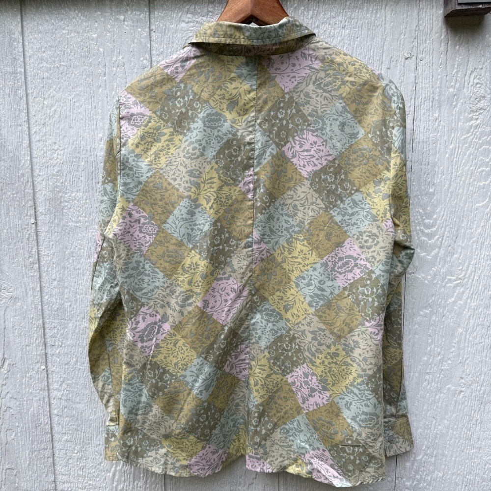 NWT Sigrid Olsen Colorful Green Floral Button Up Collared Long Sleeve Shirt M - Picture 5 of 5